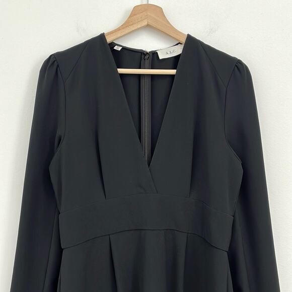 A.L.C. Mara Long Sleeve Structured Asymmetrical Hem Crepe Mini Dress - Size 10 - Picture 4 of 14